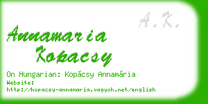 annamaria kopacsy business card