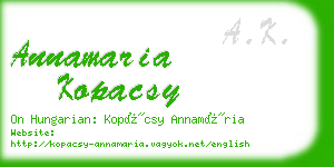 annamaria kopacsy business card